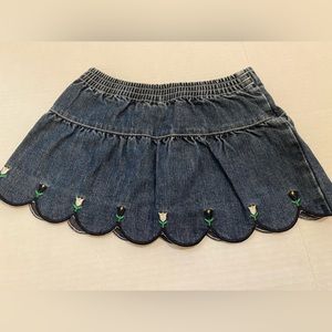 Gymboree vintage toddler scalloped denim skirt with turtle accent size 18-24m
